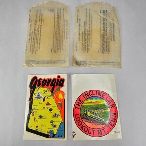 Vintage Travel Souvenir Stickers: Lookout Mountain Incline Car & Georgia